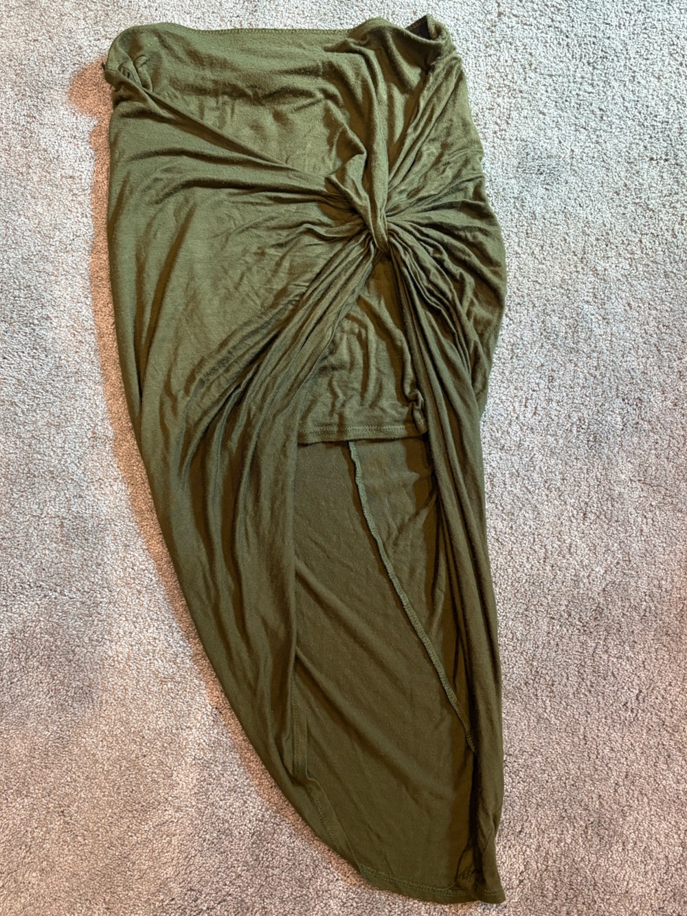 Windsor Olive Twist-Front Asymmetrical Skirt
